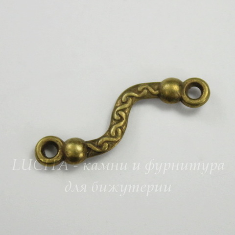 Коннектор изогнутый (1-1) 23х6 мм (цвет - античная бронза), 5 штук