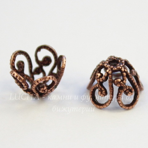 Винтажный декоративный элемент - шапочка 8х6 мм (оксид меди)