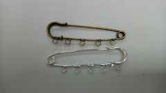 Булавка с колечками для броши, 1,5*6,4 см, 1 шт. Цвет бронза