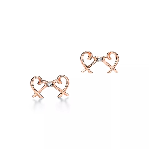 Серьги из розового золота с бриллиантами, Tiffany, любящие сердца