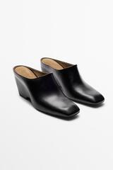 Massimo Dutti Кожаные мюли на танкетке, черный