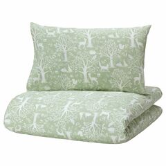 Комплект постельного белья IKEA TROLLDOM (ТРОЛЛДОМ), Детский, Зеленый с рисунком, 110x125, 35x55 см