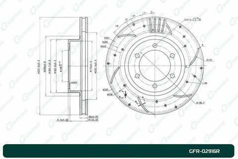 Диск тормозной перфорированный вентилируемый G-brake GFR-02916R правый