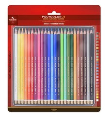 Карандаши цветные художественные KOH-I-NOOR ПОЛИКОЛОР 3824, 24цв, металл.коробка в блистере с подвесом