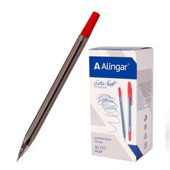 
          Ручка шариковая Alingar "Extra Soft", 0,7 мм, красная, игольчатый, метал. наконечник, грип, шестигранный, прозрачный, пластиковый корпус, карт. уп.