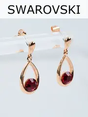 Серьги-капли Белла с красными кристаллами Swarovski