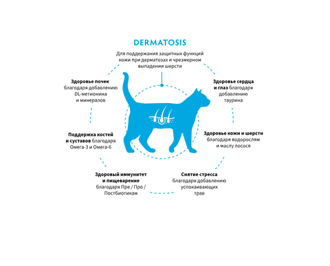 GRANDORF VET DERMATOSIS сухой корм для кошек / для поддержания защитных функций кожи при дерматозах и чрезмерном выпадении шерсти (2 кг)