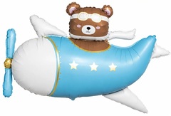 Шар К Фигура, Мишка в голубом самолете, Сатин, 43''/109 см