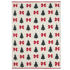 Плед из хлопка с новогодним рисунком christmas bows из коллекции new year essential, 130x180 см