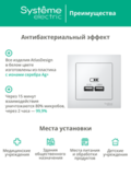 USB розетка A+A, 5В/2,1 А, 2х5В/1,05 А - AtlasDesign - белый — фото 7