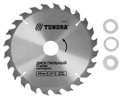Диск пильный по дереву TUNDRA, 200 х 32 х 24 зуба + кольцо 20/32 и 16/32 1032330