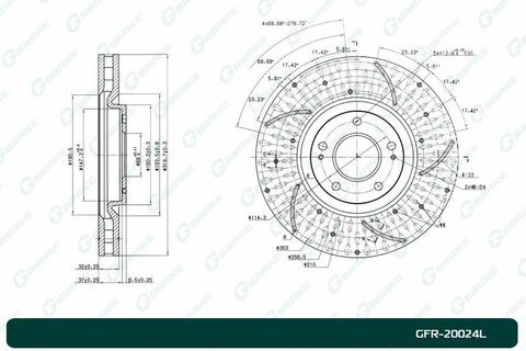 Диск тормозной перфорированный вентилируемый G-brake GFR-20024L левый