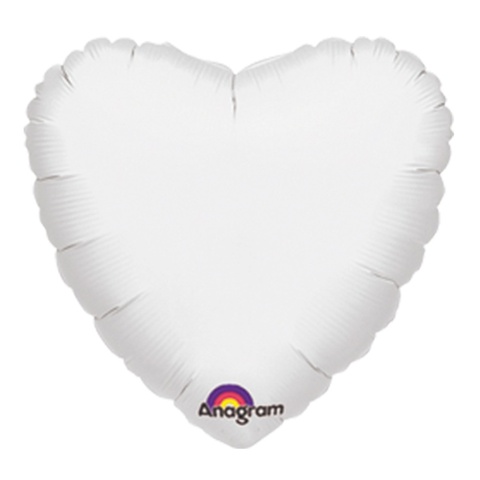 Шар А 19''/48 см, Сердце, Пастель, Белый (White), 1 шт