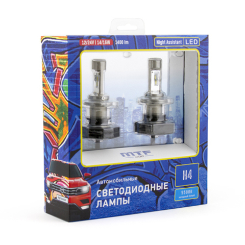 Светодиодные автолампы MTF Light, серия Night Assistant, 5500K, H4 Светодиодные автолампы MTF Light, серия Night Assistant, 5500K, H4