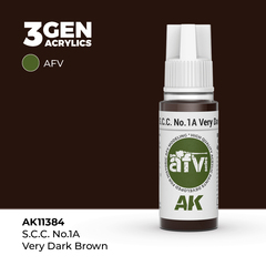Акриловая краска AK Interactive S.C.C. No.1A Very Dark Brown 3GEN AFV, 18мл