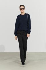 Massimo Dutti Эластичные расклешенные брюки из шерстяной смеси, черный