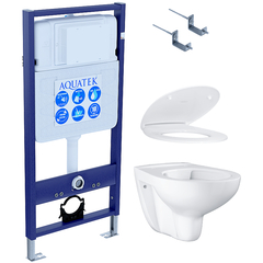 Aquatek Standart SET AQUATEK + GROHE Инсталляция с унитазом и клавишей, цвет: белый фото