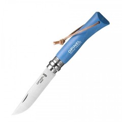 Фото Нож Opinel №7 Trekking, нержавеющая сталь, кожаный темляк, синий