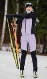 Премиальный костюм для лыж и зимнего бега Nordski Hybrid Hood Black/Lavender женский
