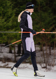 Премиальный костюм для лыж и зимнего бега Nordski Hybrid Hood Black/Lavender женский