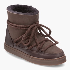 Высокие комбинированные кеды INUIKII Sneaker Classic Dark Brown на меху