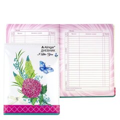 Дневник школьный Alingar 1-11 кл., 48л., искусств. кожа, аппликация, глиттер, стразы, закругленные углы, ассорти, "Цветочная фантазия"