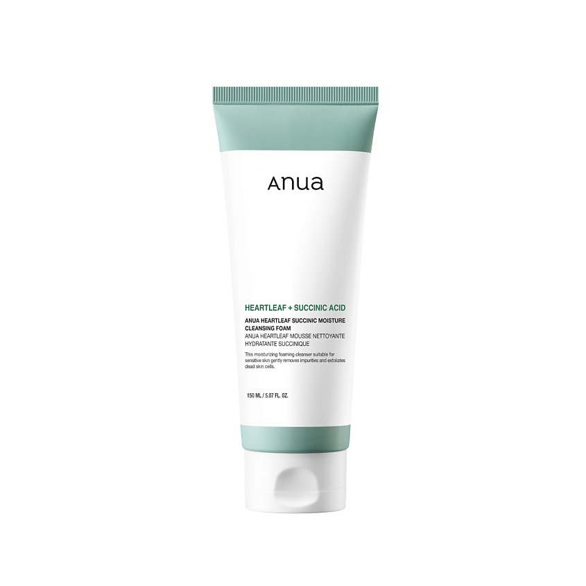ANUAГель-пенка для умывания с янтарной кислотой HEARTLEAF SUCCINIC MOISTURE CLEANSING FOAM, 150 мл