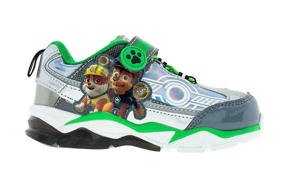 Светящиеся кроссовки Щенячий патруль (Paw Patrol) на липучках для мальчиков, цвет серебристый