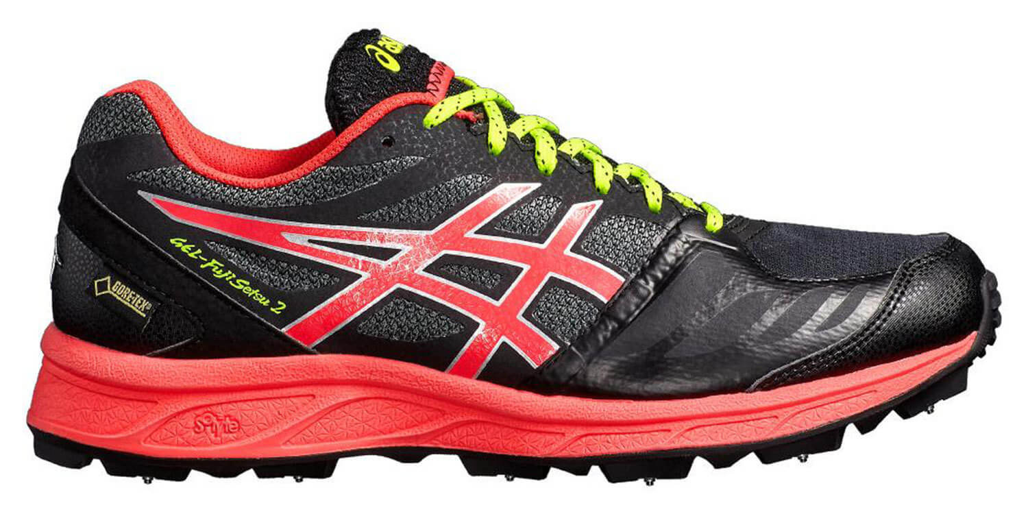 Asics Gel FujiSetsu 2 Goretex  женские шипованные кроссовки внедорожники черные-розовые