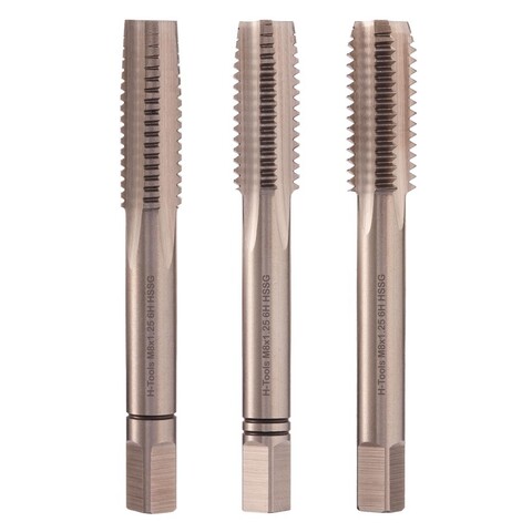 Метчик М 8,0х1,25 (Комплект 3шт) DIN352 HSS-G 6h 56мм a=4,9 H-Tools 230080HT