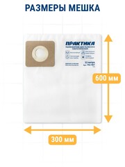 Мешки ПРАКТИКА для пылесосов FUBAG, REDVERG, STATUS и др., до 32л, синтетика уп. 2шт. (792-407)