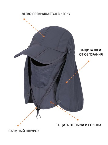Картинка кепка Skully Wear YFM-209 dark grey - 10