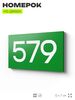 Номер на дверь 579, табличка на дверь для офиса, квартиры, кабинета, аудитории, склада, зеленая 120х70 мм, Айдентика Технолоджи