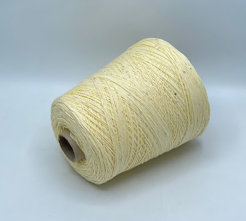 Бобинная пряжа, Cotone Paillettes, 420м, 97% Хлопок, 3% Полиэстер(пайетка), Банановый. 40717