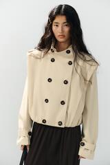 ZARA УКОРОЧЕННЫЙ ТРЕНЧ СО СКЛАДКАМИ, ПЕСОЧНЫЙ