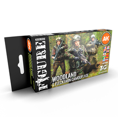 Набор красок AK interactive Modern Woodland and Flecktarn Camouflages Set 3G, 6 красок