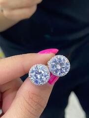 4827 -Пусеты CARATS круглые, из серебра с цирконом
