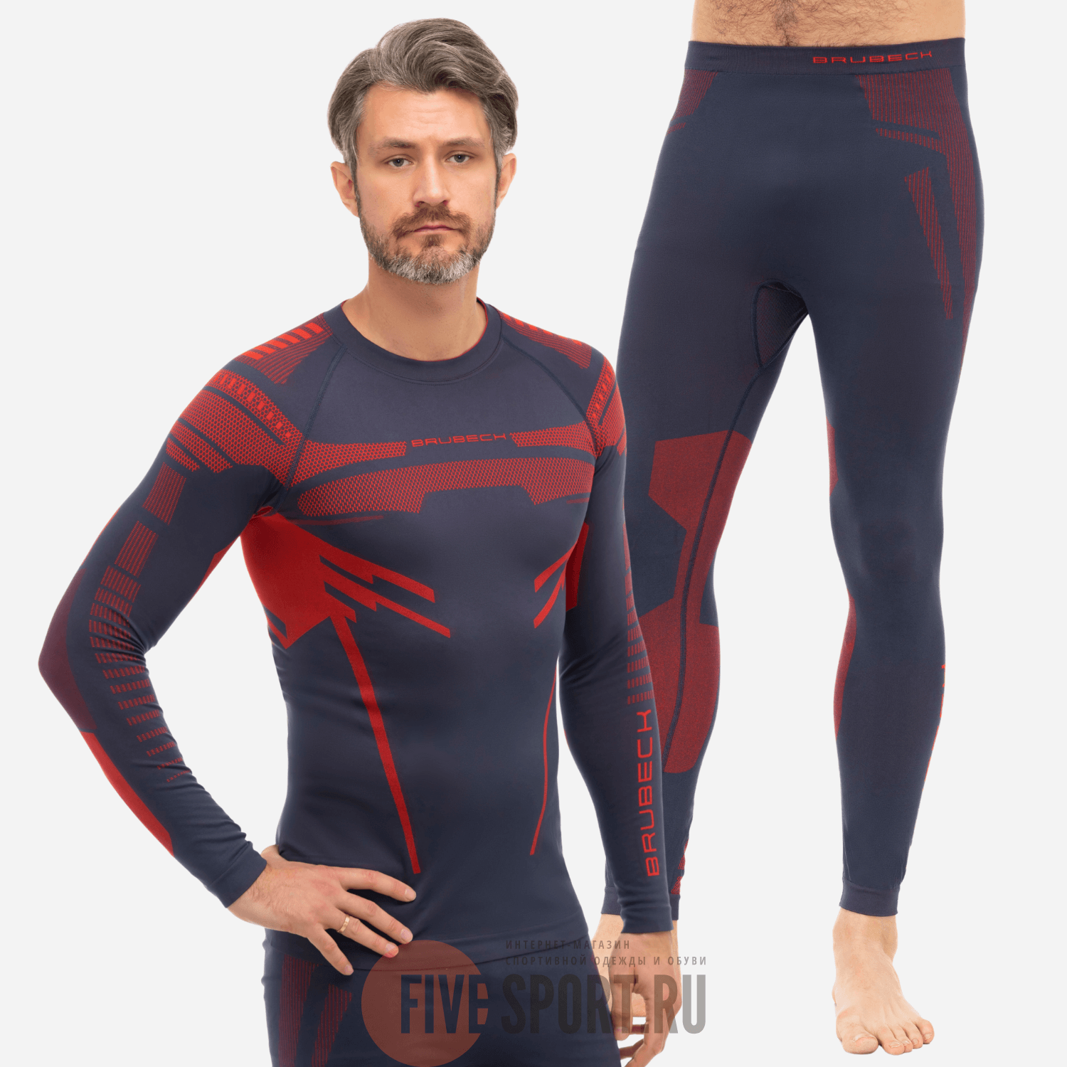 Мужской комплект термобелья Brubeck Dry navy-red