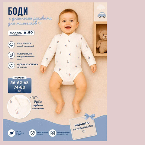 Боди хлопок м (56-80) 260815-R1508