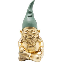 Фигура декоративная Zwerg Sitting Gold Green «Сидячий золото-зелёный гном» 19 см