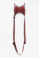 ZARA X JOHN GALLIANO БАРХАТНЫЙ ТОП С КОНТРАСТНЫМИ ДЕТАЛЯМИ, БУРГУНДИ