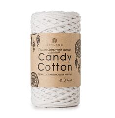 Плетёный шнур Candy cotton 3 мм, без сердечника, 300 гр, 90% х/б, 10% п/э, 120 м, белый