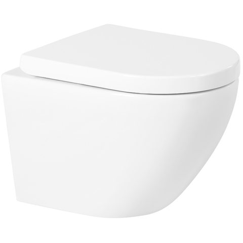 BelBagno BB046CHR/BB865SC Унитаз подвесной безободковый с сиденьем микролифт, цвет: белый