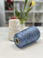 100% шелк с серебристыми пайетками PAILLETTES SE 500м сине-голубое мулине (2)