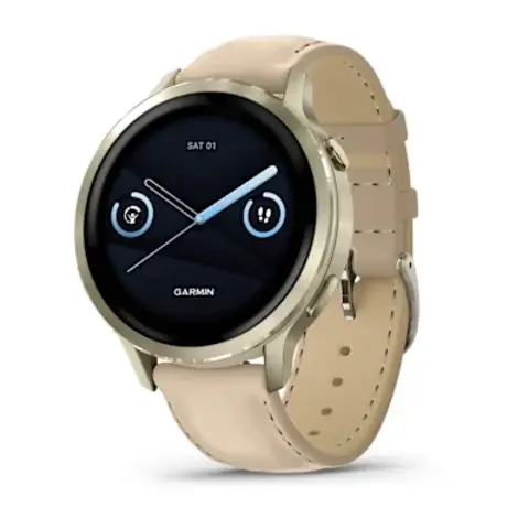 Смарт-часы VENU 4 – 41 mm, Lunar Gold with Bone Silicone Band and Light Sand Leather Band