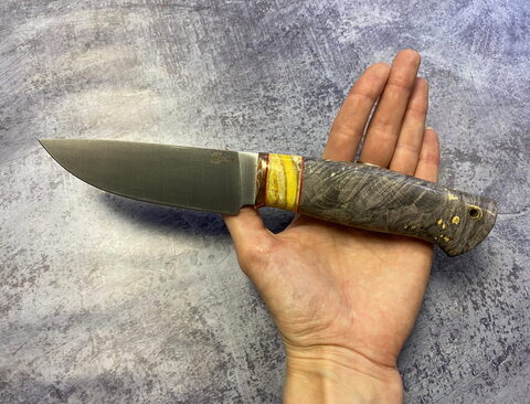 Нож Сокол, Bohler S390, макуме зуб мамонта, кап клена