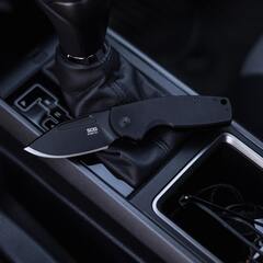 Нож складной SOG Stout SJ Blackout, сталь Cryo D2, рукоять G10, 96г