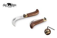 Нож складной Old Bear Pruning, размер S, сталь 1.4060, Satin, рукоять орех