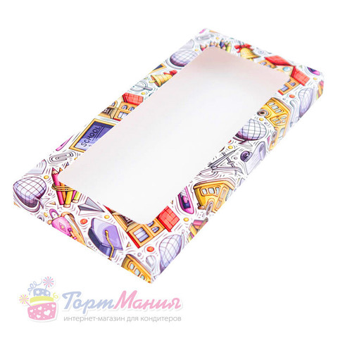 Коробка под шоколадку «Школа» с окном 18*9*1,4 см