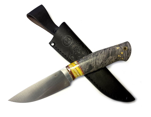 Нож Сокол, Bohler S390, макуме зуб мамонта, кап клена